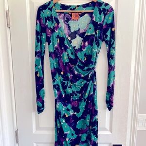 Tory Burch Green Floral  Wrap Dress Sz S